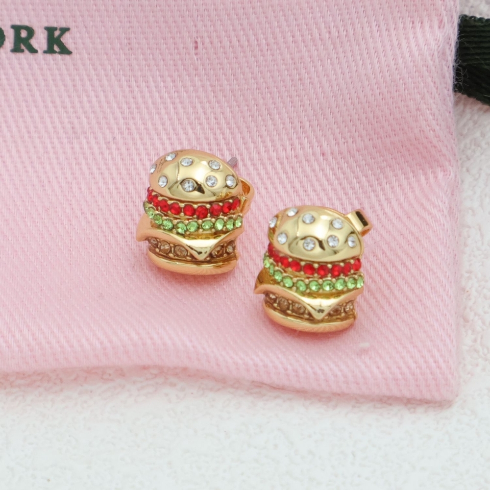 Kate Spade Fast Food Gold Burger Stud Earrings Gold NEW - Picture 2 of 2